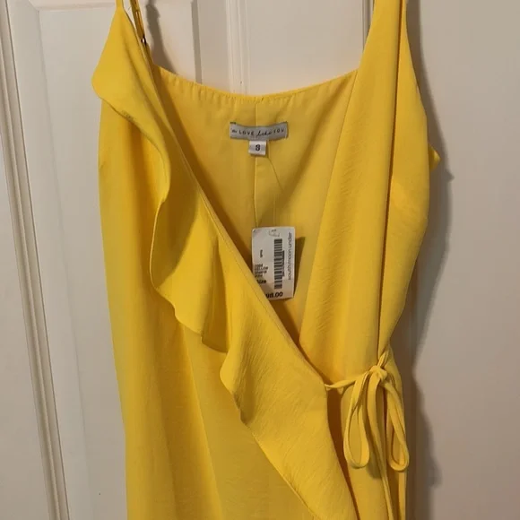 South Moon Under Yellow Wrap Mini Dress - Picture 2 of 5